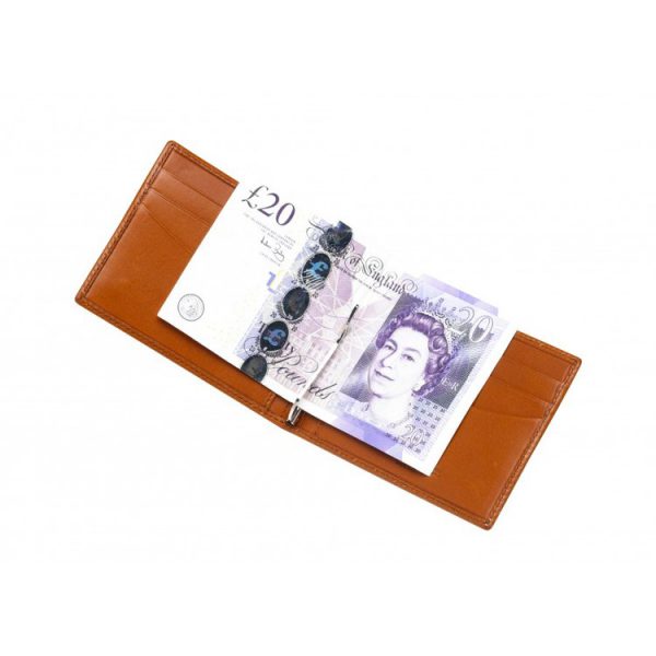 Leather Money Clip Wallet in Tan