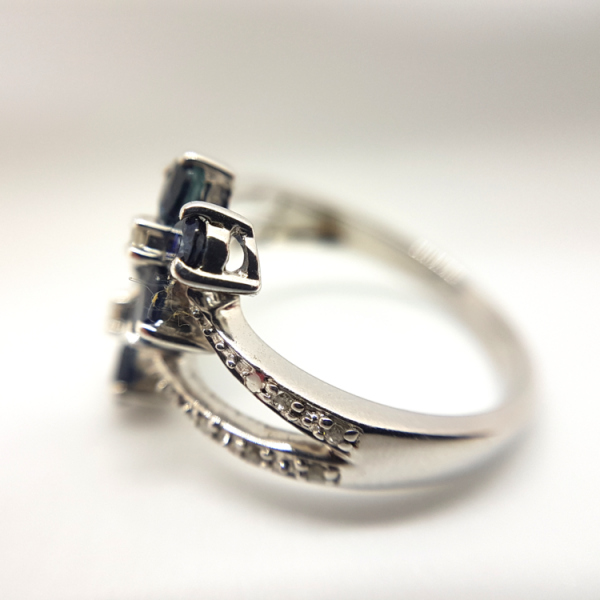 SAVE £100 | 9ct White Gold Diamond & Sapphire Dress Ring