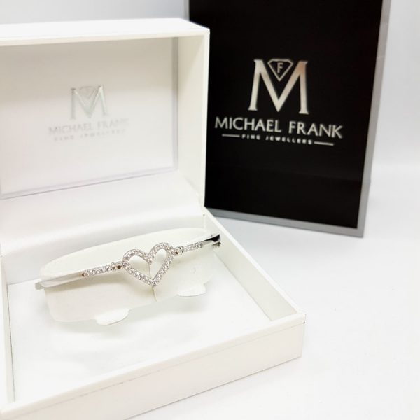 Michael Frank Silver CZ Heart Bangle