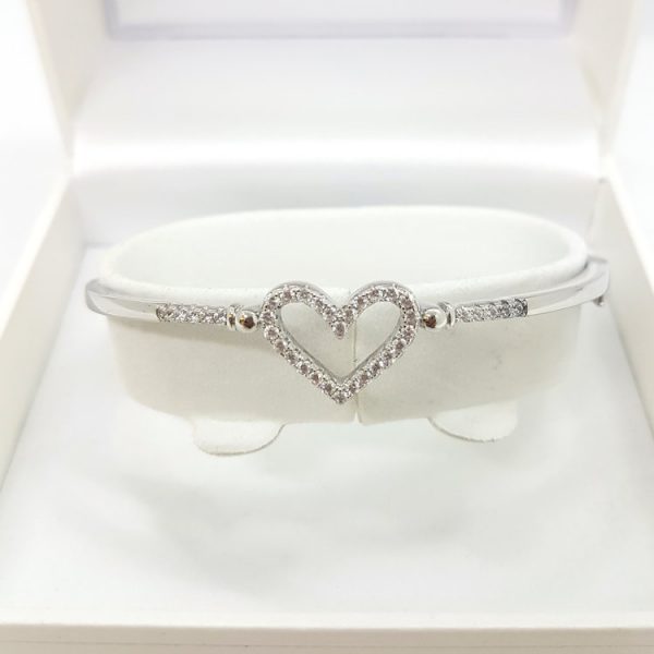 Michael Frank Silver CZ Heart Bangle