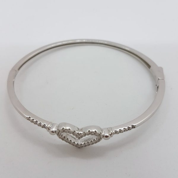 Michael Frank Silver CZ Heart Bangle