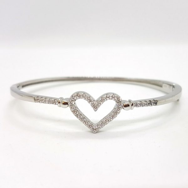 Michael Frank Silver CZ Heart Bangle