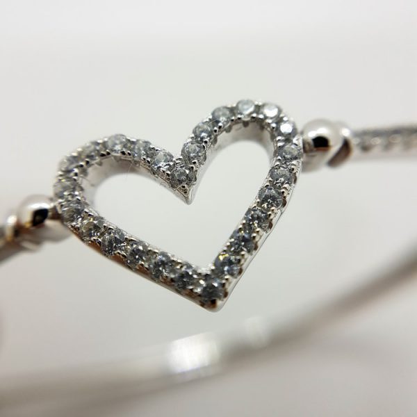 Michael Frank Silver CZ Heart Bangle