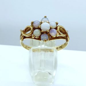 Pre Owned Ladies 9ct Yellow Gold Cluster Opal Ring