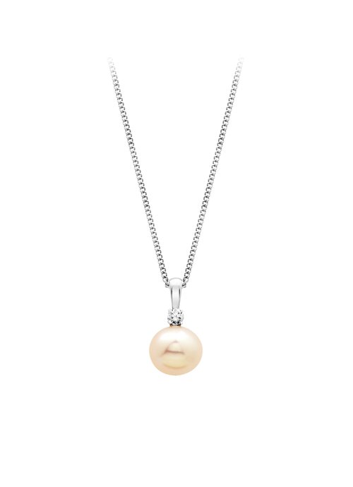 Love It Collection 9ct White Gold Diamond Pearl Pendant