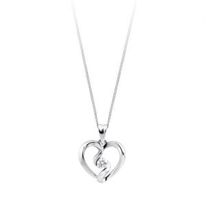 Love It Collection 9ct White Gold Diamond Heart Pendant