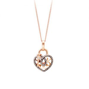 Love It Collection 9ct Gold Diamond Heart & Charm Key Pendant