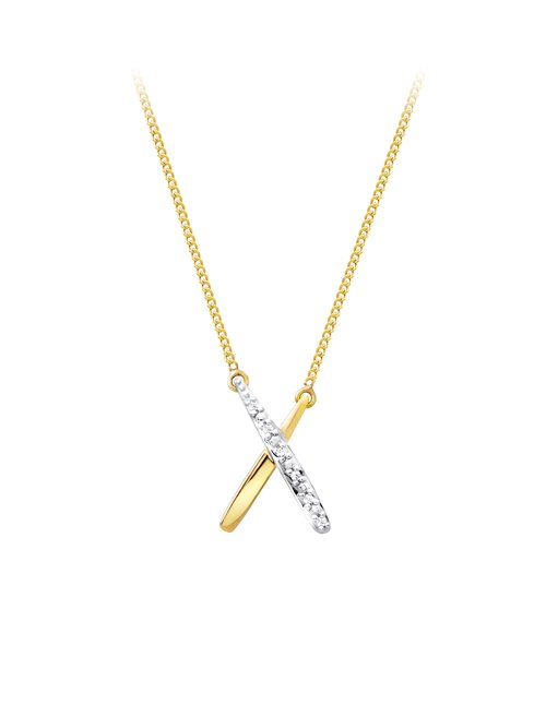 Love It Collection 9ct Gold Diamond Hugs Necklace