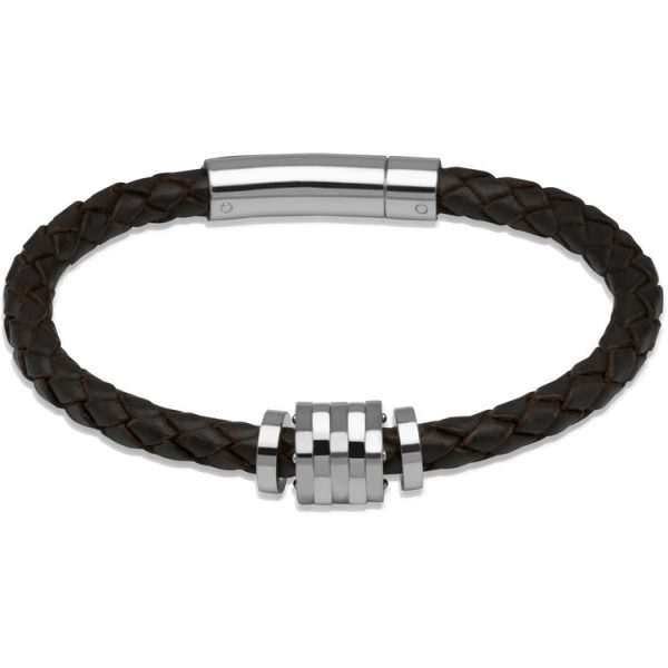 Unique & Co. Men’s Stainless Steel Leather Bracelet