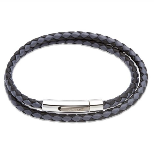 Unique & Co. Grey and Black Leather Bracelet