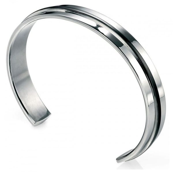 Fred Bennett Stainless Steel BLACK PVD Stripe Cuff Bangle