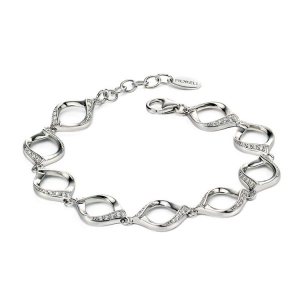 Fiorelli Silver Stone Set Ribbon Twist Bracelet
