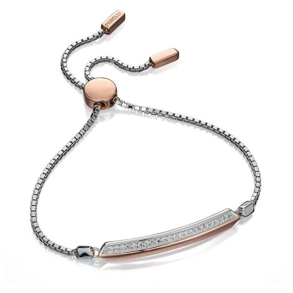 Fiorelli Silver Two Tone And Pave CZ Adjustable Bracelet