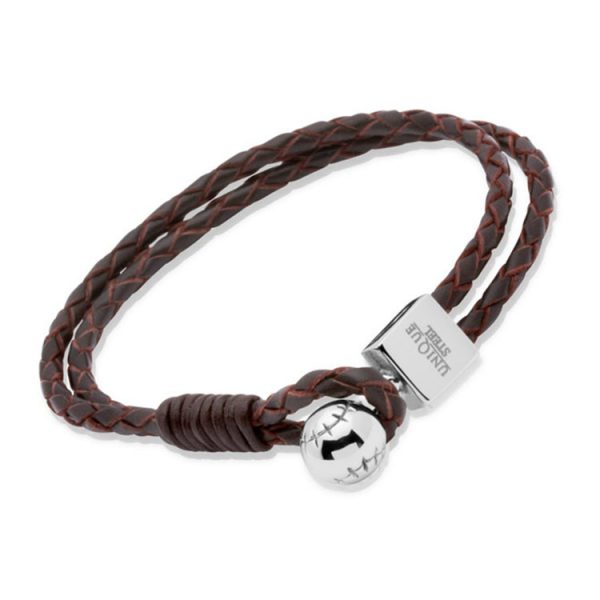 Unique & Co. Dark Brown Leather Bracelet With A Stainless Steel Clasp
