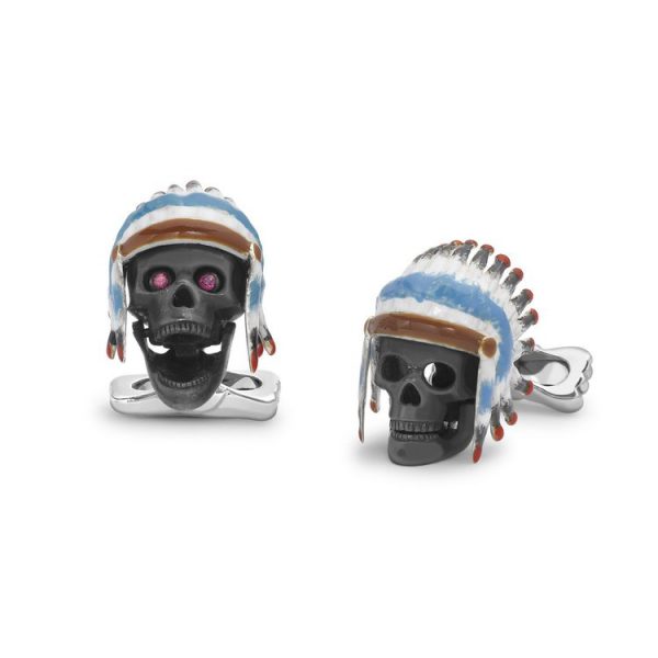 Sterling Silver Native American Skull Cufflinks