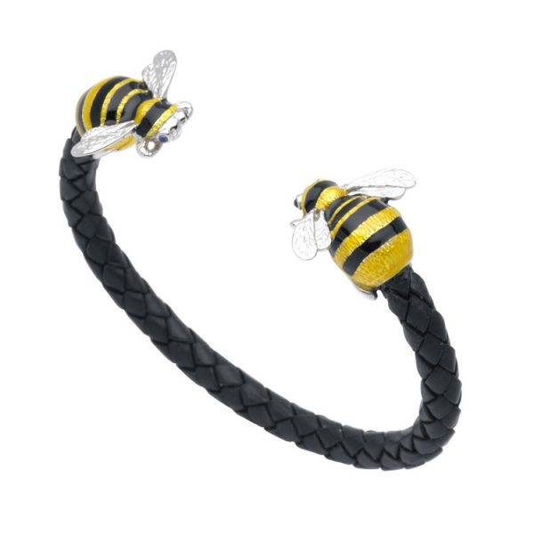 Leather Bumble Bee Bangle