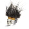Sterling Silver Hairy Skull Lapel Pin