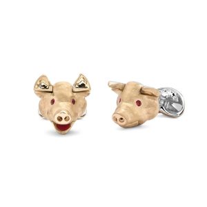Sterling Silver Pig Head Cufflinks