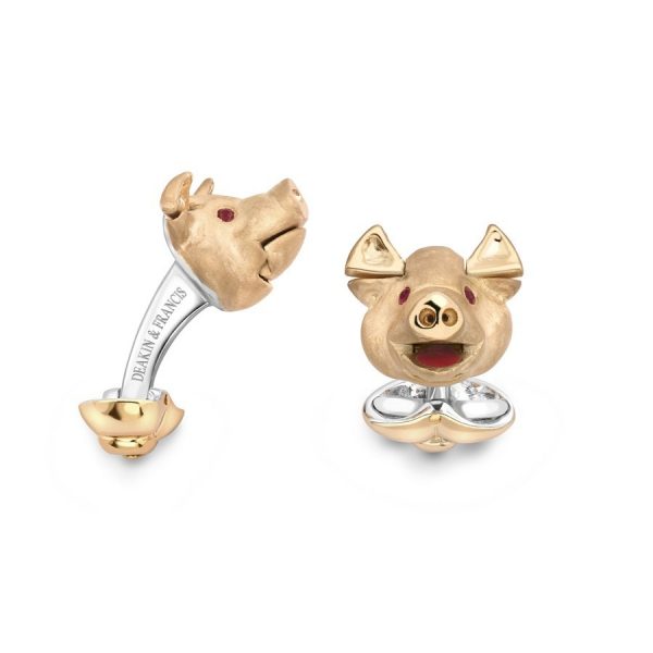 Sterling Silver Pig Head Cufflinks