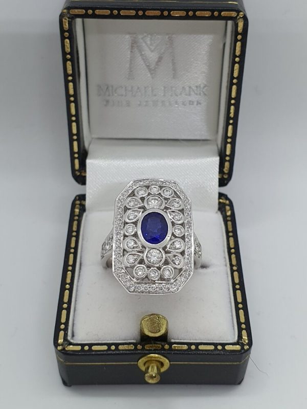 18ct White Gold Diamond & Sapphire Ring