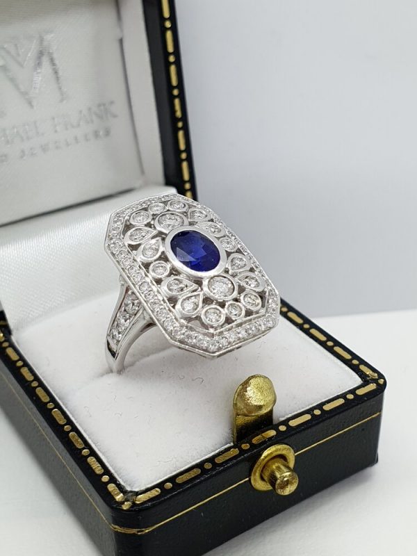 18ct White Gold Diamond & Sapphire Ring