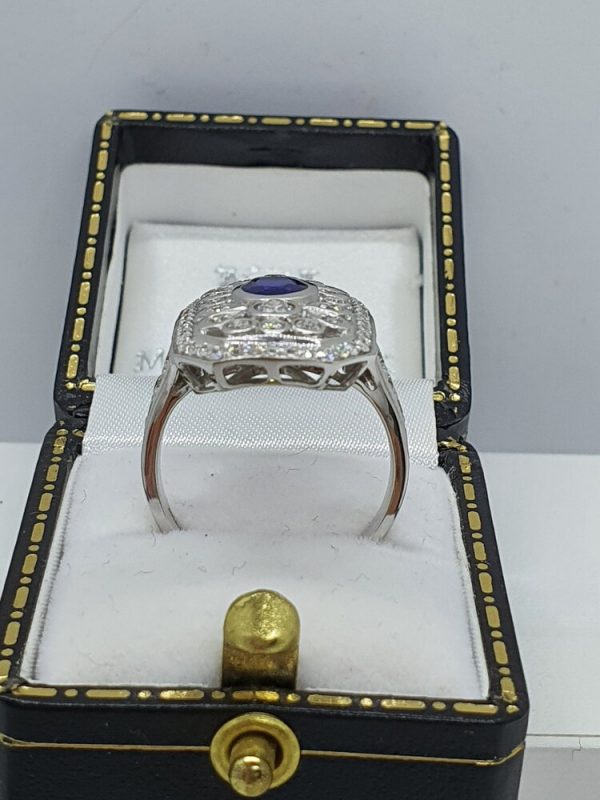 18ct White Gold Diamond & Sapphire Ring