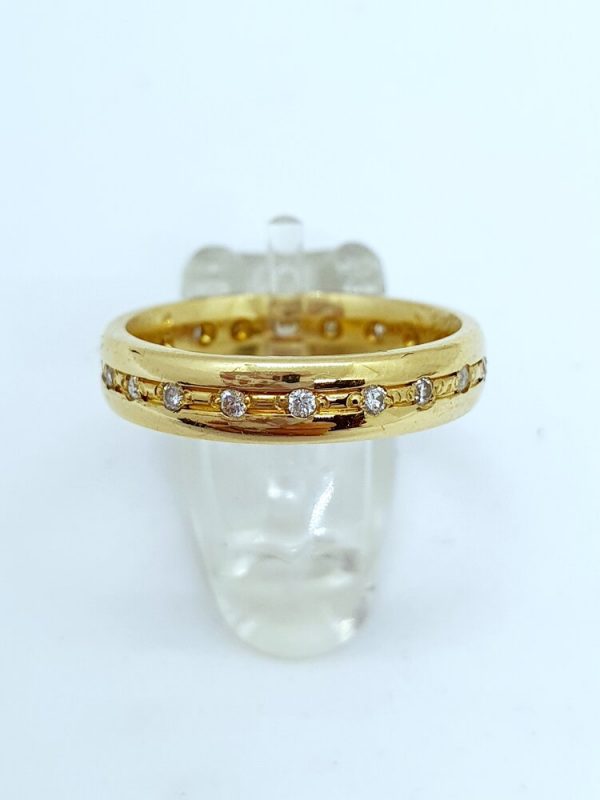 Pre Owned Ladies 18ct Yellow Gold Diamond Set Wedding Ring
