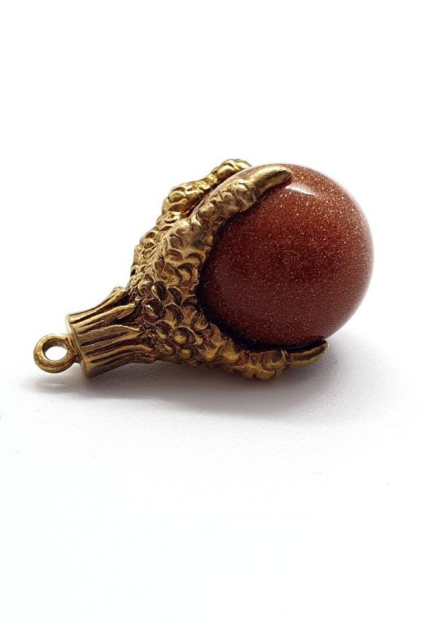 Pre Owned 9ct Yellow Gold Bird of Prey Talon with Goldstone Orb