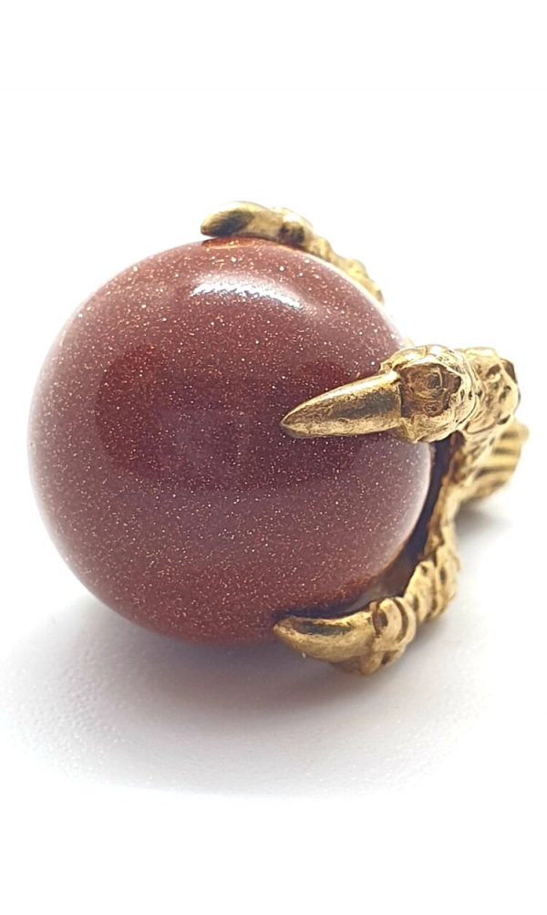 Pre Owned 9ct Yellow Gold Bird of Prey Talon with Goldstone Orb