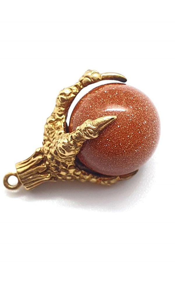 Pre Owned 9ct Yellow Gold Bird of Prey Talon with Goldstone Orb