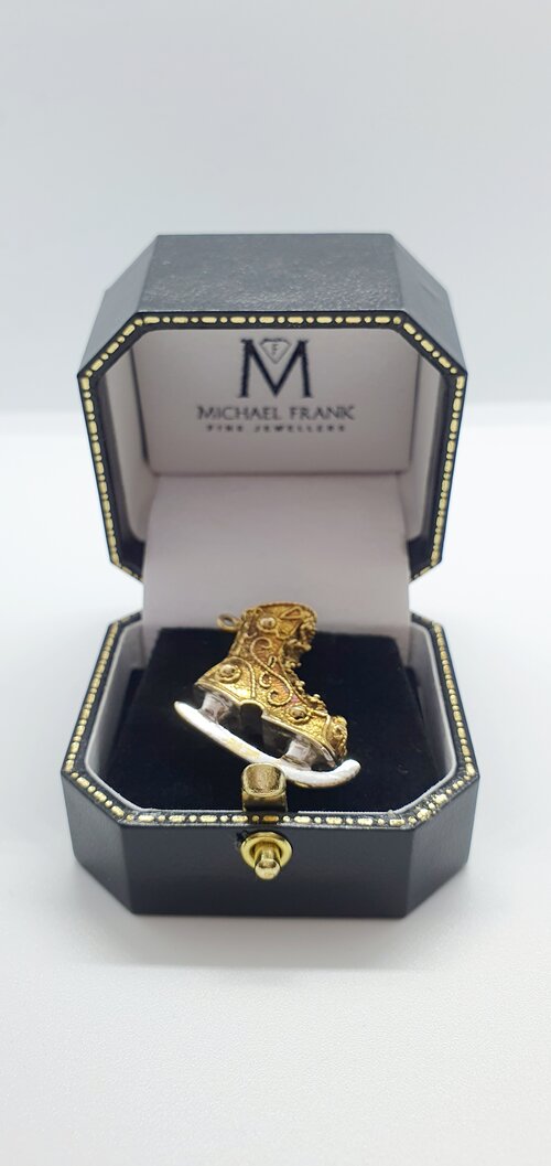 9ct Yellow and White Gold Ice Skate Charm - Michael Frank Jewellers