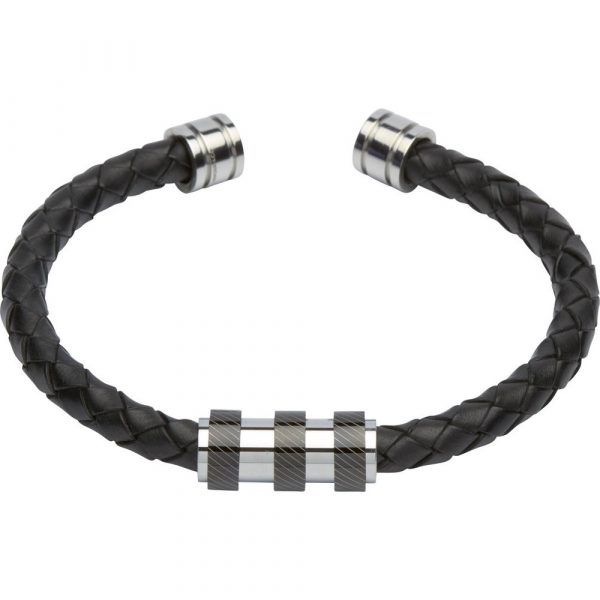 Unique & Co. Blue, Black or Brown Leather Bracelet With Stainless Steel
