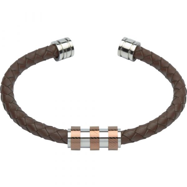 Unique & Co. Blue, Black or Brown Leather Bracelet With Stainless Steel