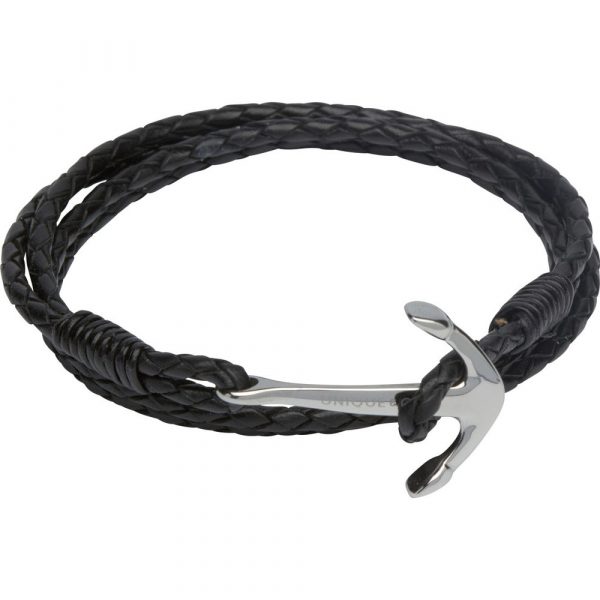Unique & Co. Leather Bracelet With A Stainless Steel Anchor Clasp