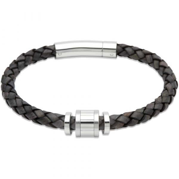 Unique & Co. Antique black leather bracelet