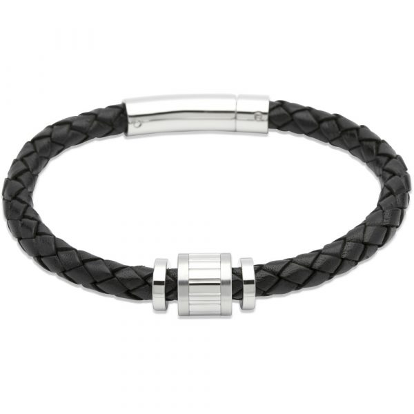 Unique & Co. Leather Bracelet With Steel Elements