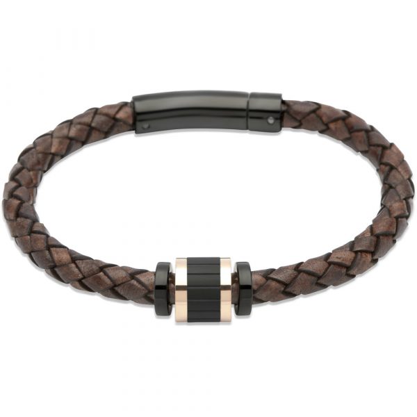 Unique & Co. Dark Brown Leather Braided Bracelet