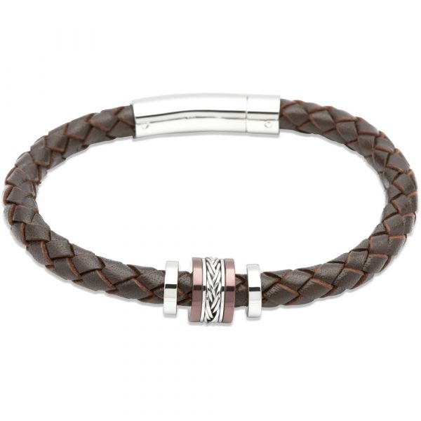 Unique & Co. Leather Bracelet With Coloured Plating
