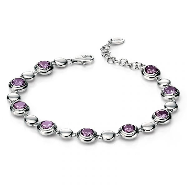 Fiorelli Silver and Purple Circle Link Bracelet