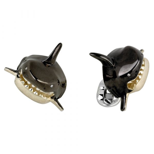 Sterling Silver Shark Head Cufflinks