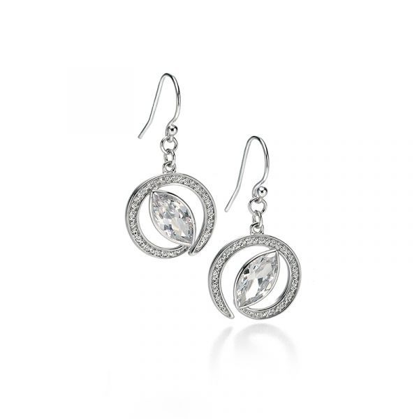 Silver Marquise Loop Earrings