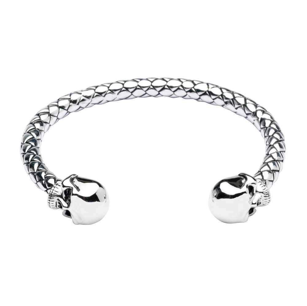 Sterling Silver Torque Bangle Bracelet with Inlaid Chain Detail   Smithsonia