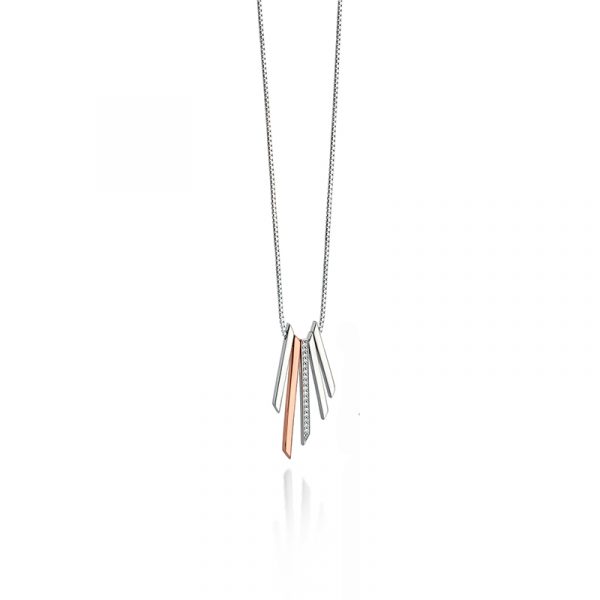 Silver Two Tone And Pave Cubic Zirconia Necklace