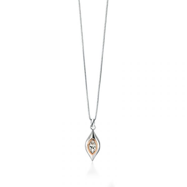 Fiorelli Silver & Rose Gold Plate Swarovski Tear Drop Pendant