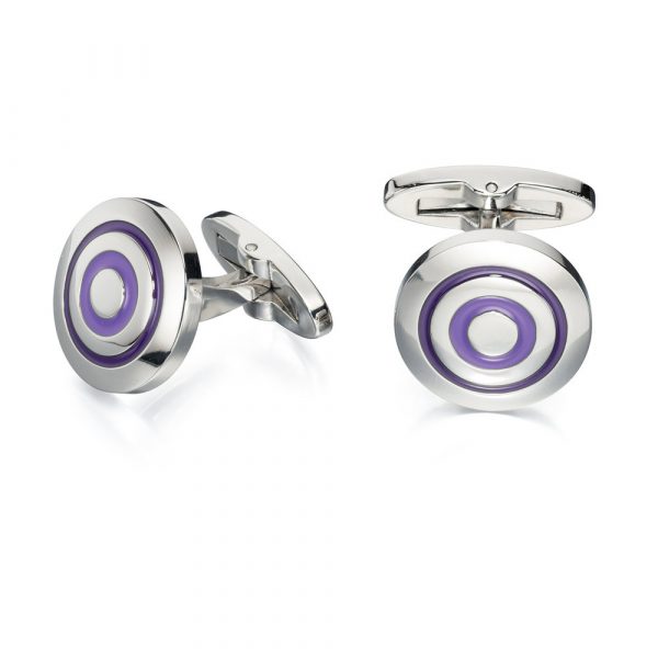 Fred Bennett Purple and Lilac Enamel Round Cufflinks