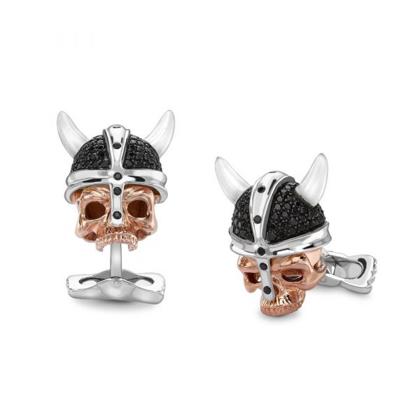 Sterling Silver Rose Gold Viking Cufflinks