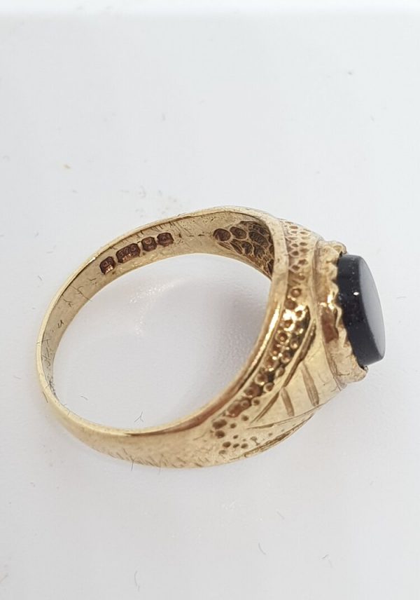 Pre Owned 9ct Yellow Gold Onyx Signet Ring