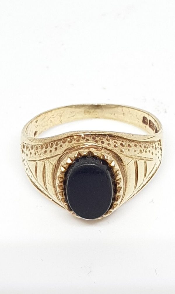 Pre Owned 9ct Yellow Gold Onyx Signet Ring