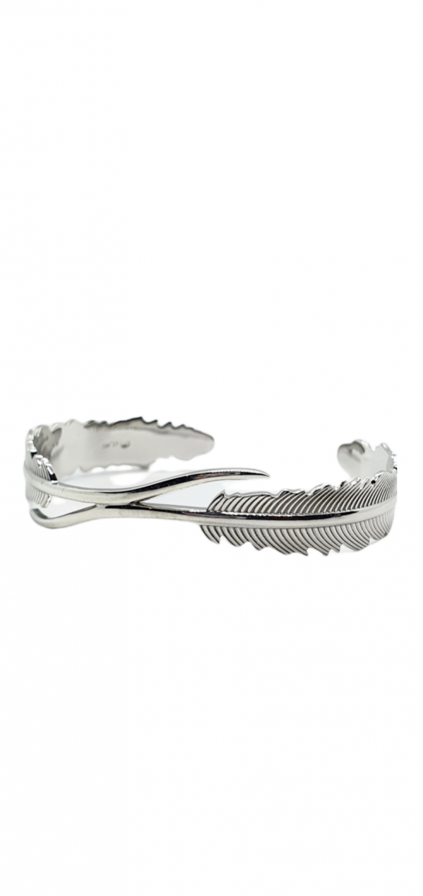 Ladies Silver Feather Bangle
