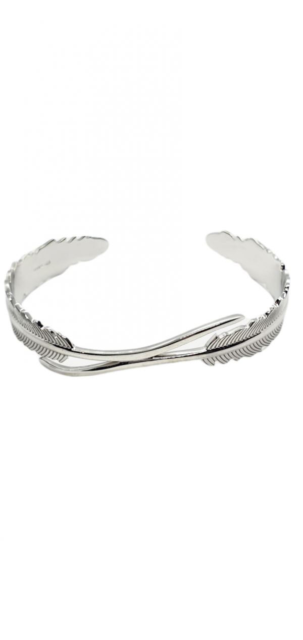 Ladies Silver Feather Bangle